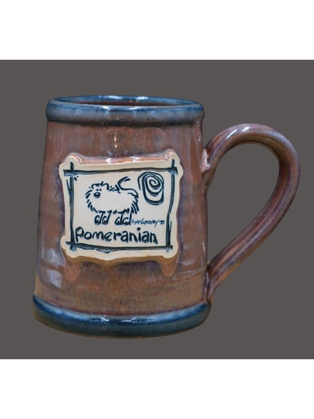 Vintage 1990'S Deneen Pottery Mug. Cavern Canine Collection with Pomeranian Dog